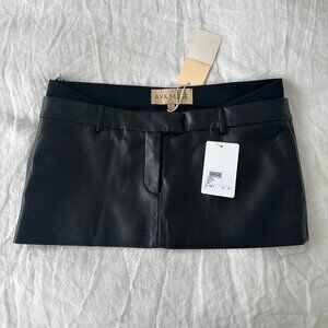 Aya Muse black leather mini skirt
